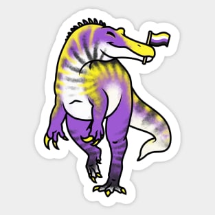 NON-BINARYonyx Prideosaur - Pride Month Non-Binary Flag Dinosaur Sticker